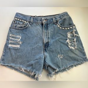 Levi’s vintage studded cut-off denim shorts
